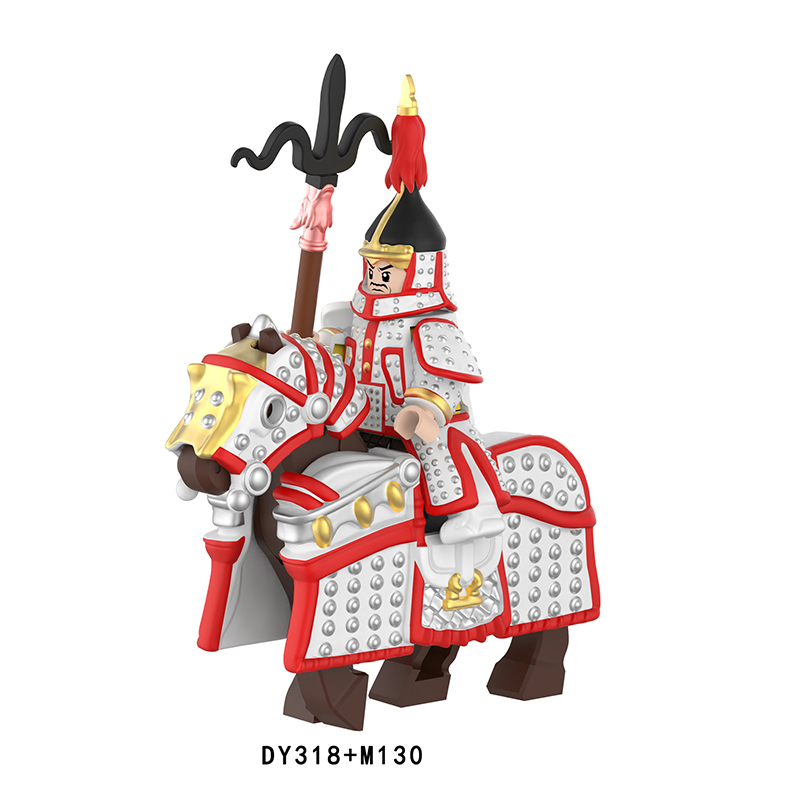 DY314-317 M126-133 Militarythe Qing Dynasty Army Plain Banner Minifigs Building Blocks Horse Soldiers War Weapon Accessories Models Toys