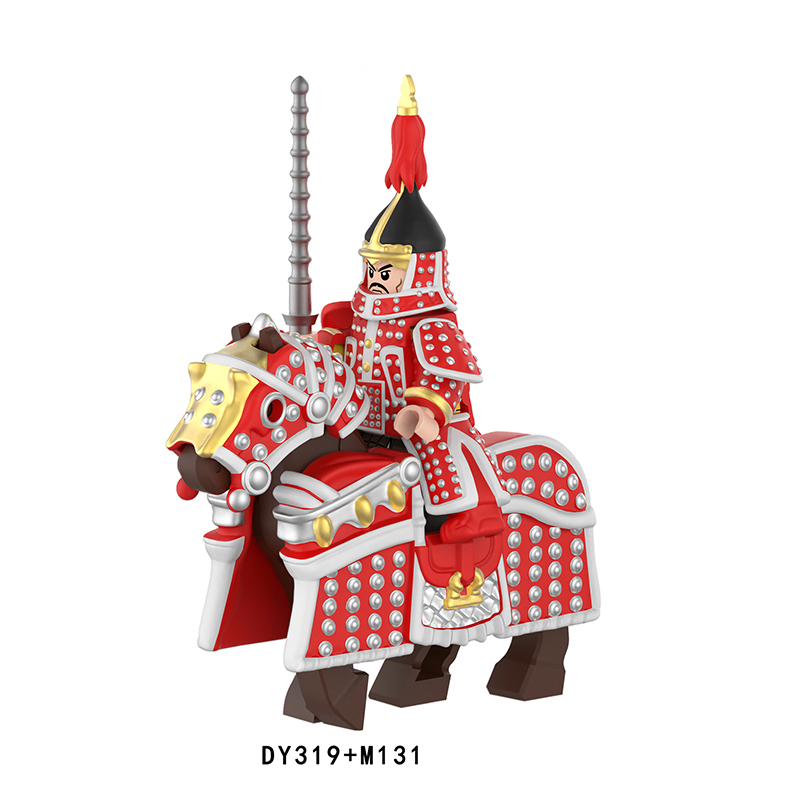 DY314-317 M126-133 Militarythe Qing Dynasty Army Plain Banner Minifigs Building Blocks Horse Soldiers War Weapon Accessories Models Toys