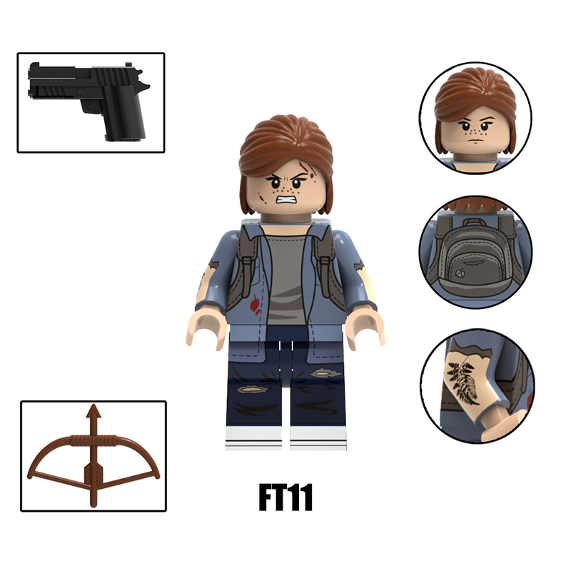FT11-13 Hot Anime US Film Joel Ellie The End of America Action Figures Weapon Gun Minifig Assembly Building Blocks Toys Children