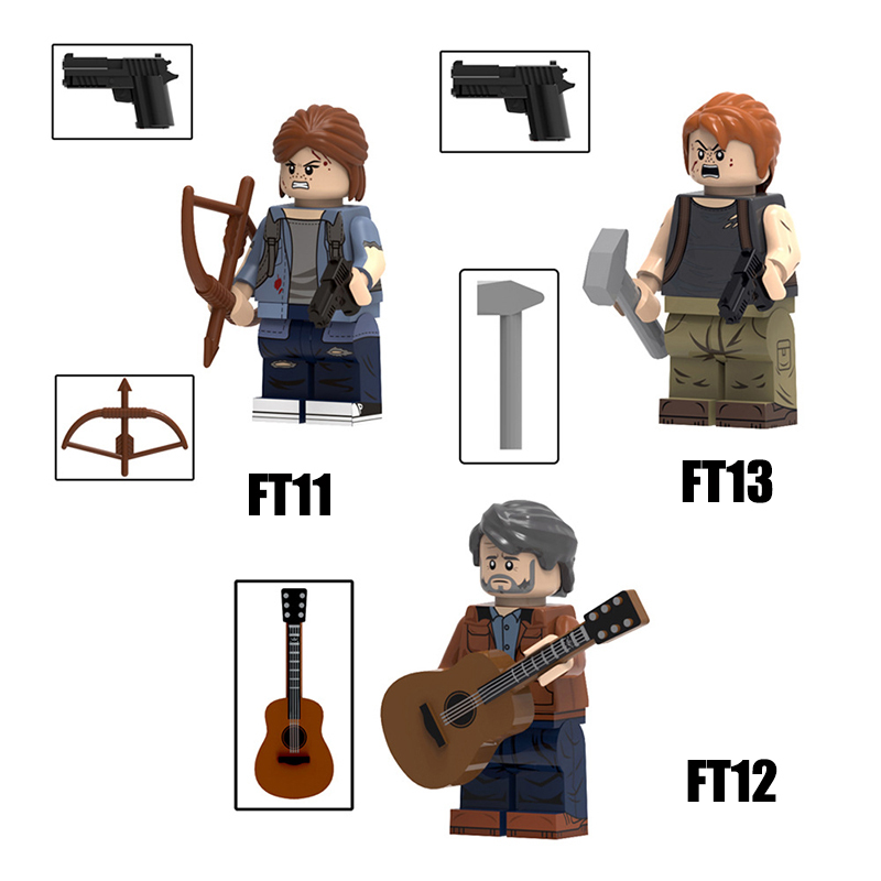 FT11-13 Hot Anime US Film Joel Ellie The End of America Action Figures Weapon Gun Minifig Assembly Building Blocks Toys Children