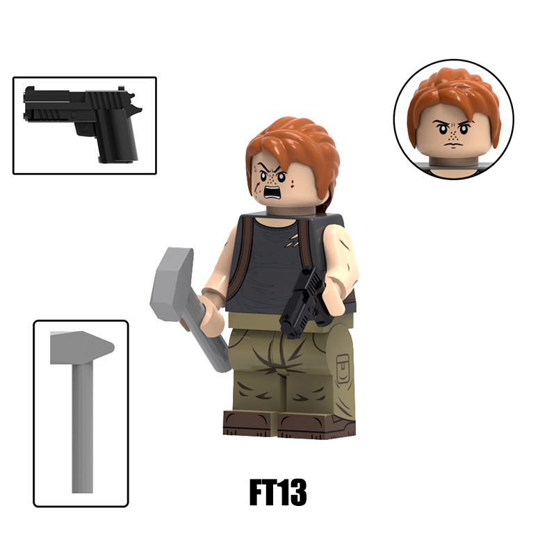 FT11-13 Hot Anime US Film Joel Ellie The End of America Action Figures Weapon Gun Minifig Assembly Building Blocks Toys Children