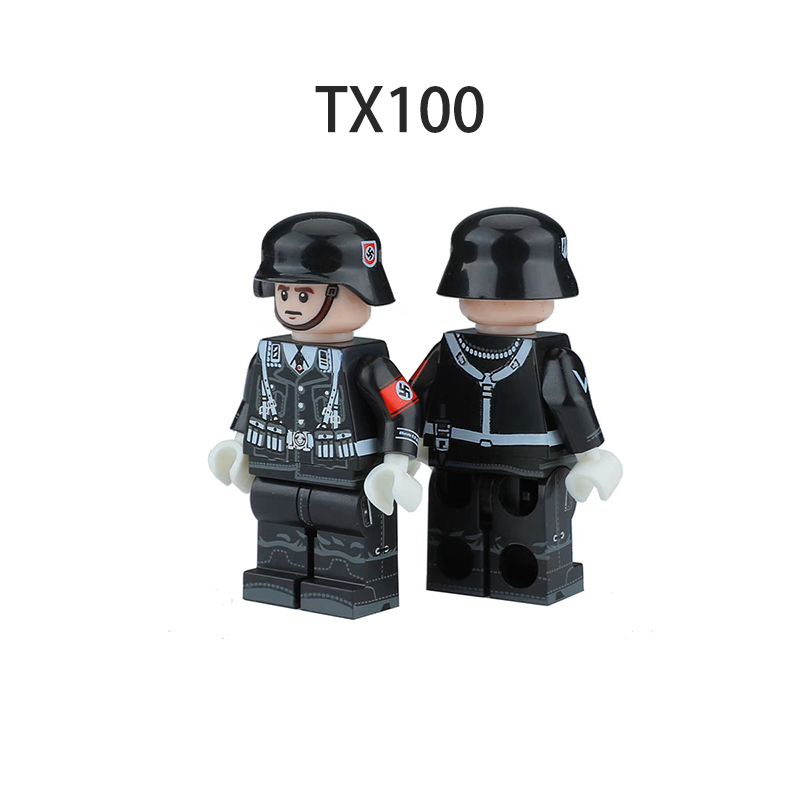 TX100 WW1 WW2 German Soldiers Action Figures Honor Guard Army German SS Salute Troops Building Blocks Weapons Gun Toys Children Gifts