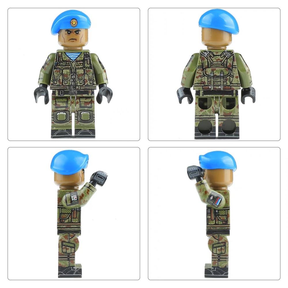 WW1 WW2 Military Russian Special Forces Soldier Figures Building Blocks DVD Airbrone Army Shield Gun Weapon Accessoories Toys Gift