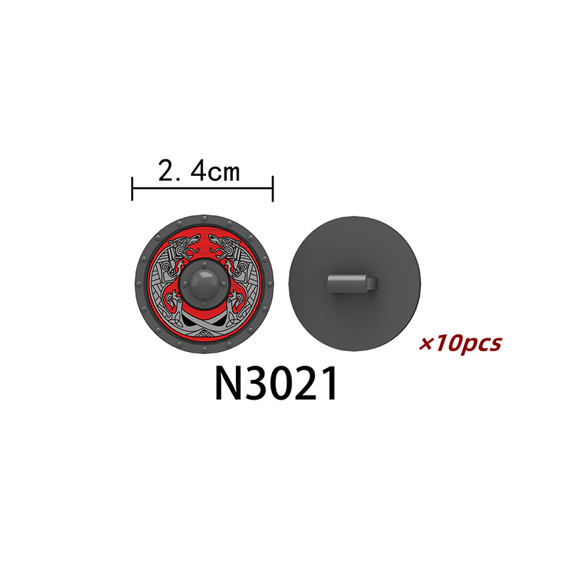 N3021-3024 Military Medieval Castle Viking Round Shield Building Blocks Middle Soldiers Weapons Accessories Armor Bricks Toys Kids Gift