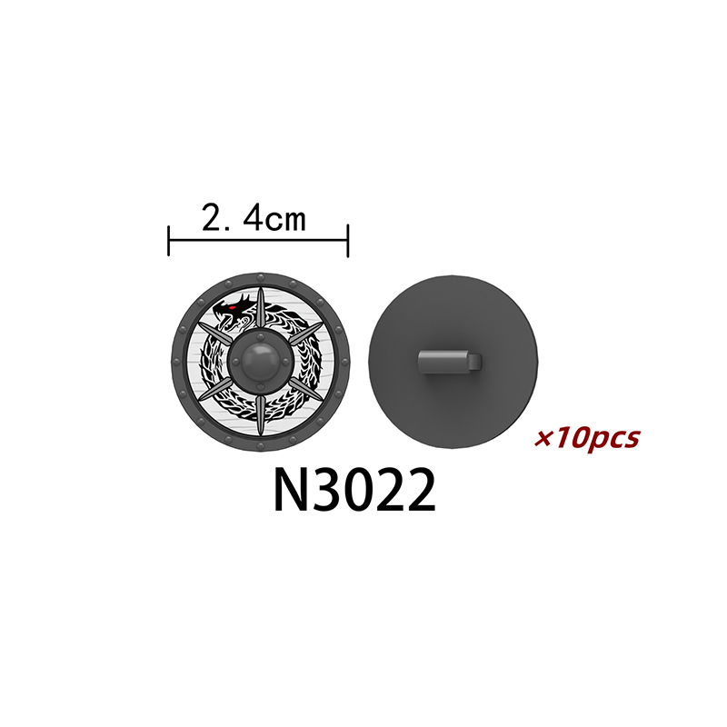 N3021-3024 Military Medieval Castle Viking Round Shield Building Blocks Middle Soldiers Weapons Accessories Armor Bricks Toys Kids Gift