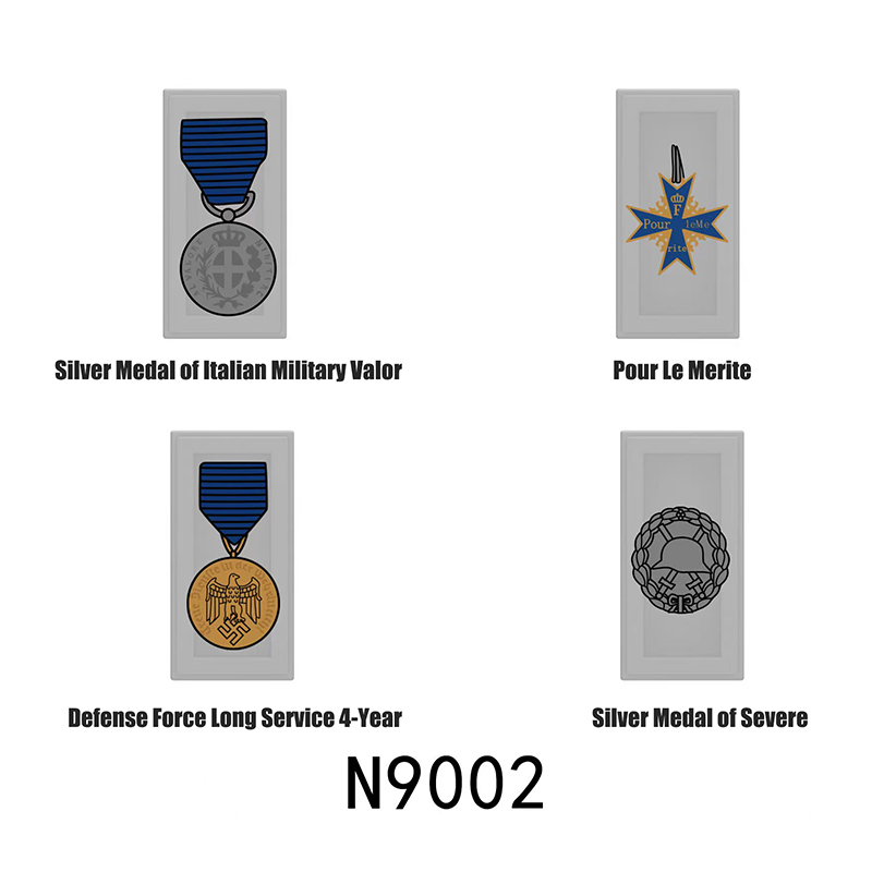 N9002 MOC Medieval Military Weapons WW2 Soldier Medal Armor Building Blocks Printed materials Accessories Bricks Toys Children Gift