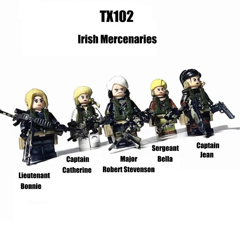 Military Villain Irish Mercenary Golden Triangle Armed Forces Action Figure Building Blocks Weapons Gun Toys Boys Compatible
