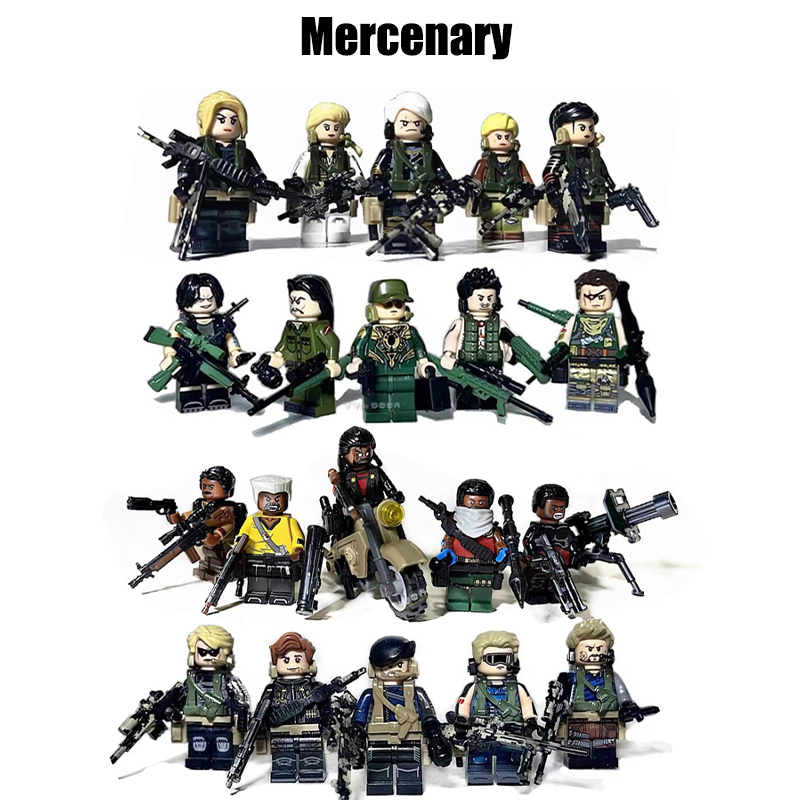 Military Villain Irish Mercenary Golden Triangle Armed Forces Action Figure Building Blocks Weapons Gun Toys Boys Compatible