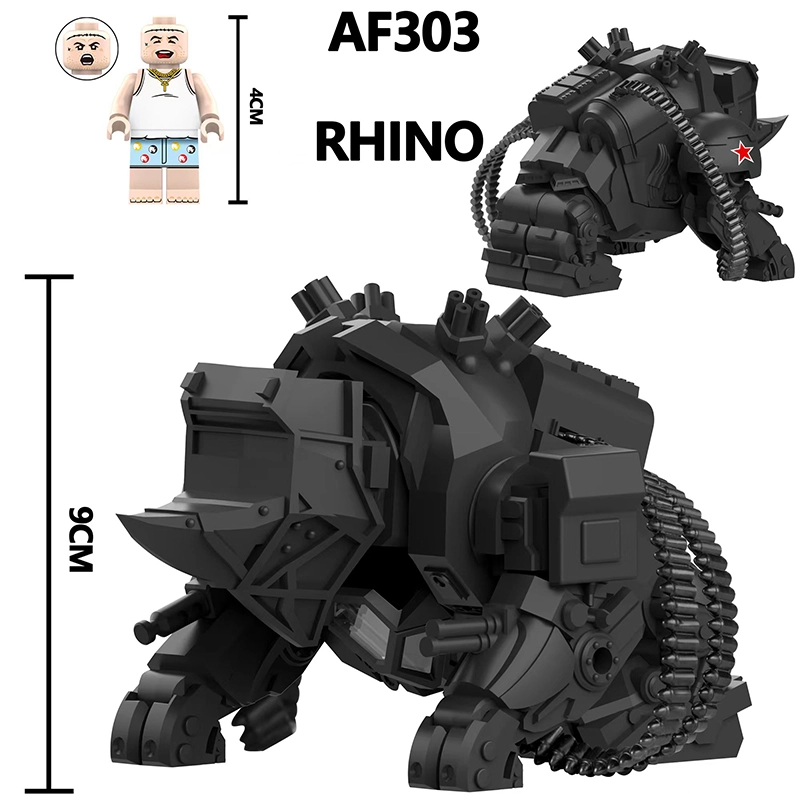 AF303 Movie Rhino Action Figures Assembly Building Blocks The Amazing Man 2 Mechanical Armor Building Blocks MOC Brick Kids Toys Gift