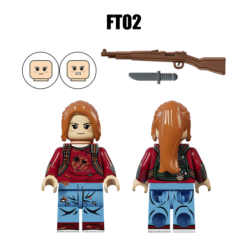 FT01 FT02 American TV Games Series The Last of Us Minifigs Building Blocks CharacterJoel Ellie Weapon Gun Knife Bag Accessories Toys Gift