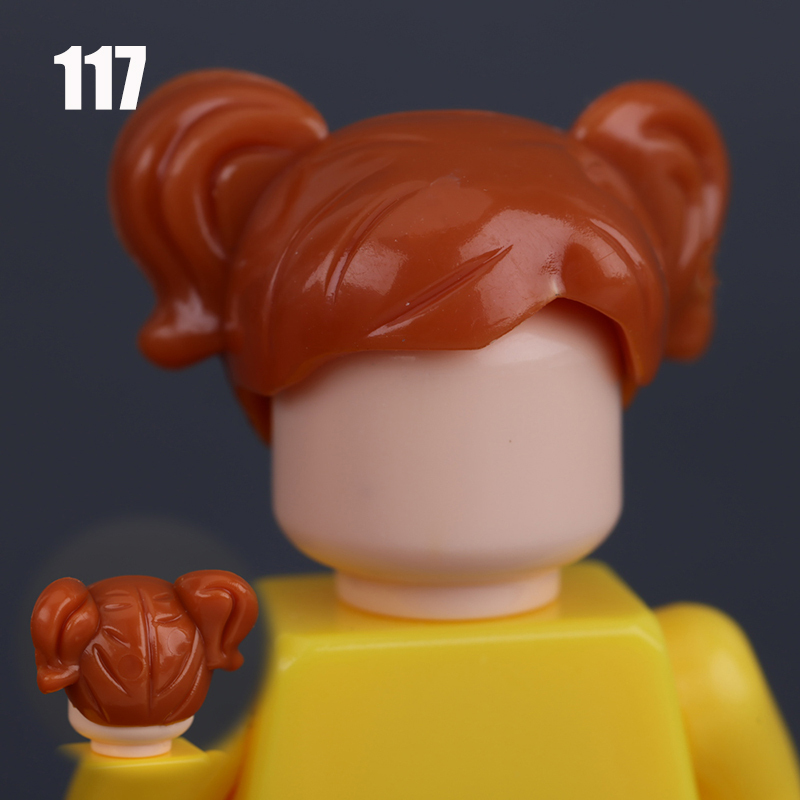 100-119 MOC City Hair Accessories Building Blocks Compatible Figure Body Parts Brown Black Blond Head DIY Bricks Toys Children Gift
