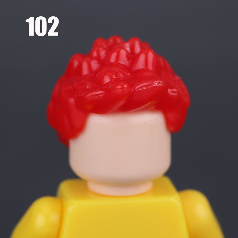 100-119 MOC City Hair Accessories Building Blocks Compatible Figure Body Parts Brown Black Blond Head DIY Bricks Toys Children Gift