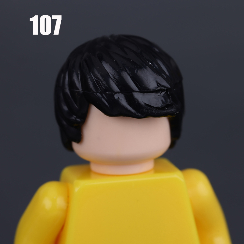 100-119 MOC City Hair Accessories Building Blocks Compatible Figure Body Parts Brown Black Blond Head DIY Bricks Toys Children Gift