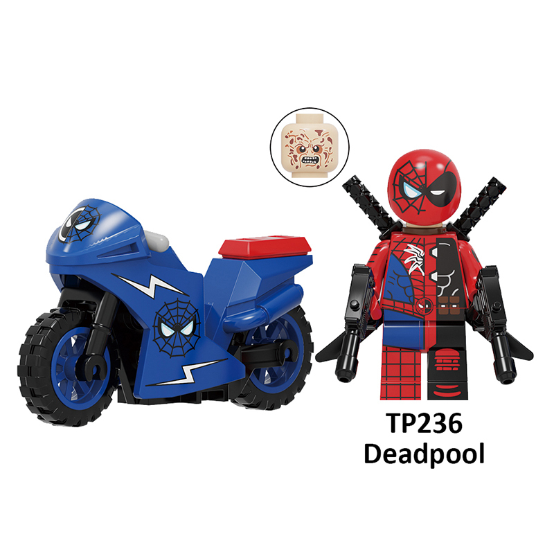 TP1030 Superhero Deadpool Motorcycle Cool Spider Man Assembled Building Blocks Ghost Rider Minifig Model Toys Children Gifts