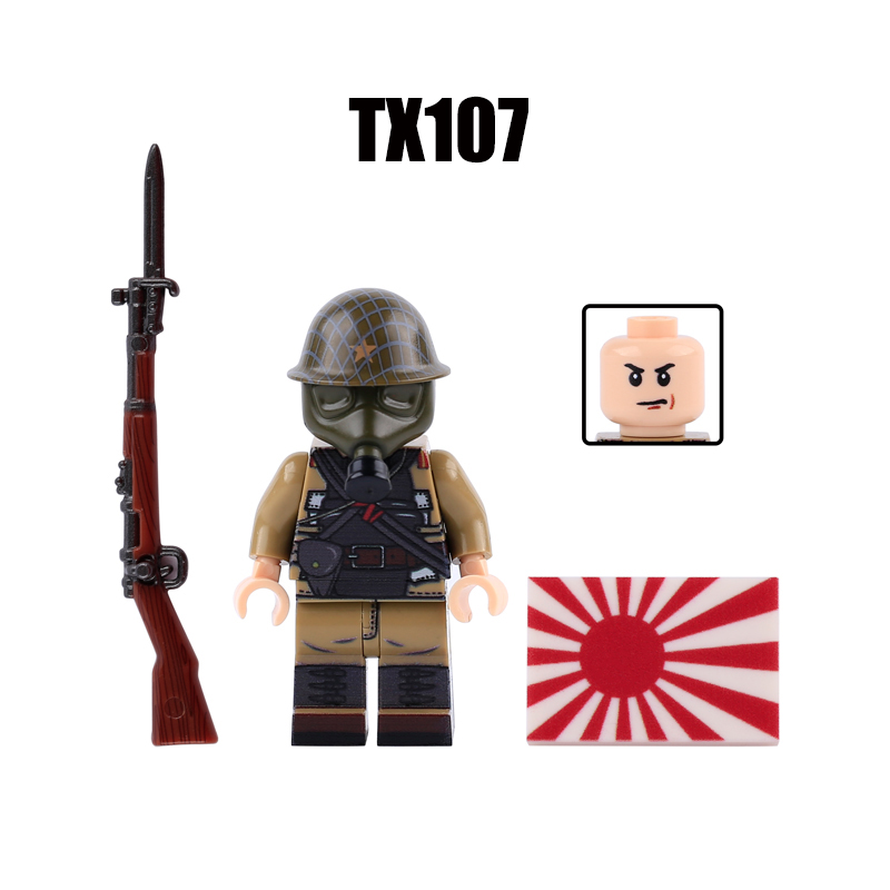 Military Sino-Japanese War Gas Mask Army Minifigs Bricks Kits Compatible