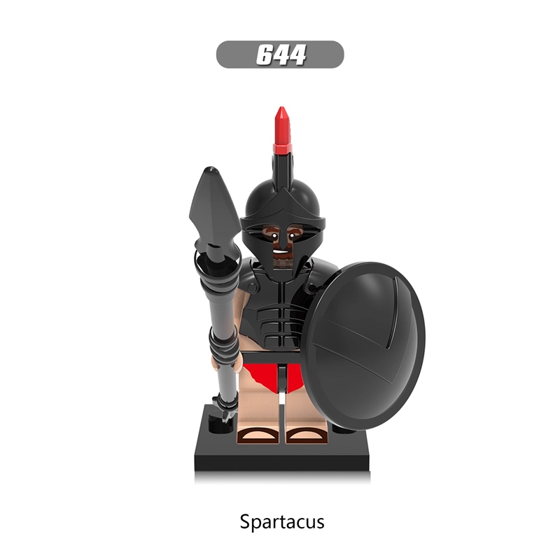 X0164 Medieval Military Soldiers Minifigures Kit Building Blocks Centurion Spartacus Crusader Roma Commander Heavy Infantry Spartacus Arvoesine Spartan Action Mini Figures Weapon Helmet Shield Armor Sword Assemble MOC Accessories Bricks Toys Children