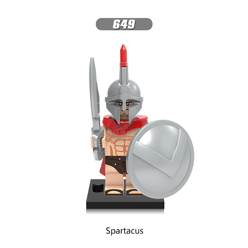 X0164 Medieval Military Soldiers Minifigures Kit Building Blocks Centurion Spartacus Crusader Roma Commander Heavy Infantry Spartacus Arvoesine Spartan Action Mini Figures Weapon Helmet Shield Armor Sword Assemble MOC Accessories Bricks Toys Children