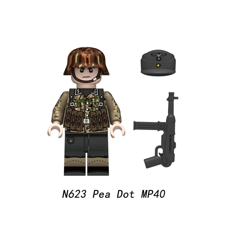 N621-624 Military WW2 German soldiers Action Figures Pea Camouflage  Army 98K STG44 Building Blocks Weapons Gun Toys Boys