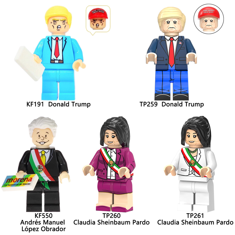 TP259-261 Famous People Captain Donald Trump Action Figures Claudia Sheinbaum Pardo Building Blocks Children Gifts Toys KF191 KF550