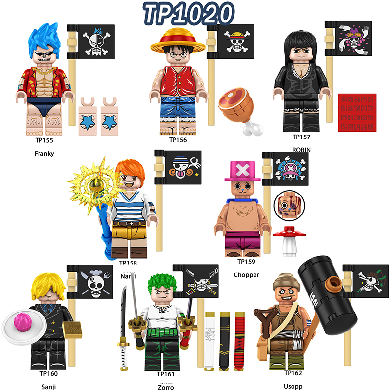 TP1020 One Piece Japanese Anime Luffy Minifigs Action Figure Roronoa Zoro Building Blocks Sanji Nami Usopp Cartoon Movie Kids Gift