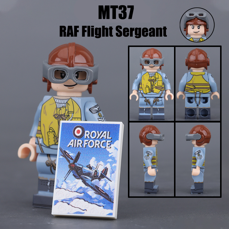 MT36-39 Military WW2 German Navy Soldiers Action Figures Bradley RAF Flight Sergeant Army Building Blocks Weapons Gun Toys Boys