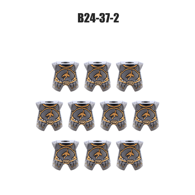 MOC Medieval Yellow Lion Knights Armor Building Block Military Red Wolf Soldier Figures Accessories Weapons Children Gift Toy