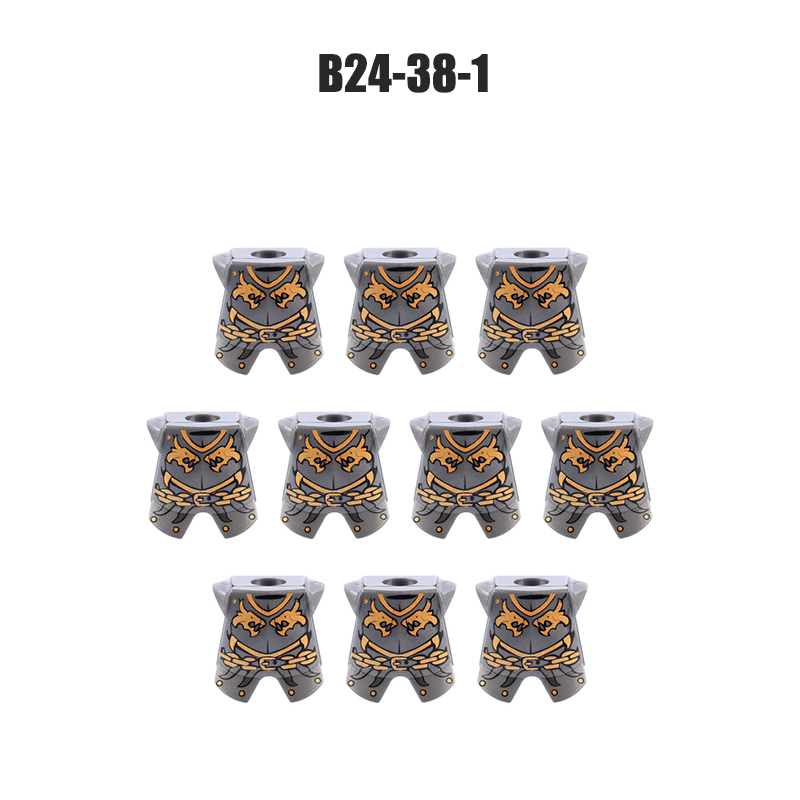 MOC Medieval Yellow Lion Knights Armor Building Block Military Red Wolf Soldier Figures Accessories Weapons Children Gift Toy