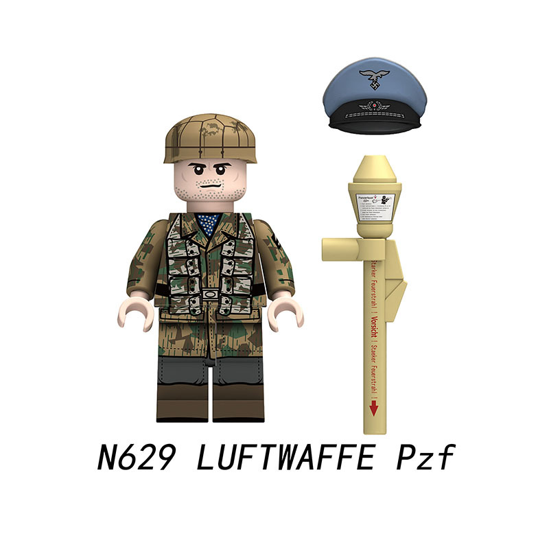 N629-632 Military WW2 German soldiers Action Figures Paratrooper Luftwaffe MP40 98K Building Blocks Weapons Gun Toys Boys