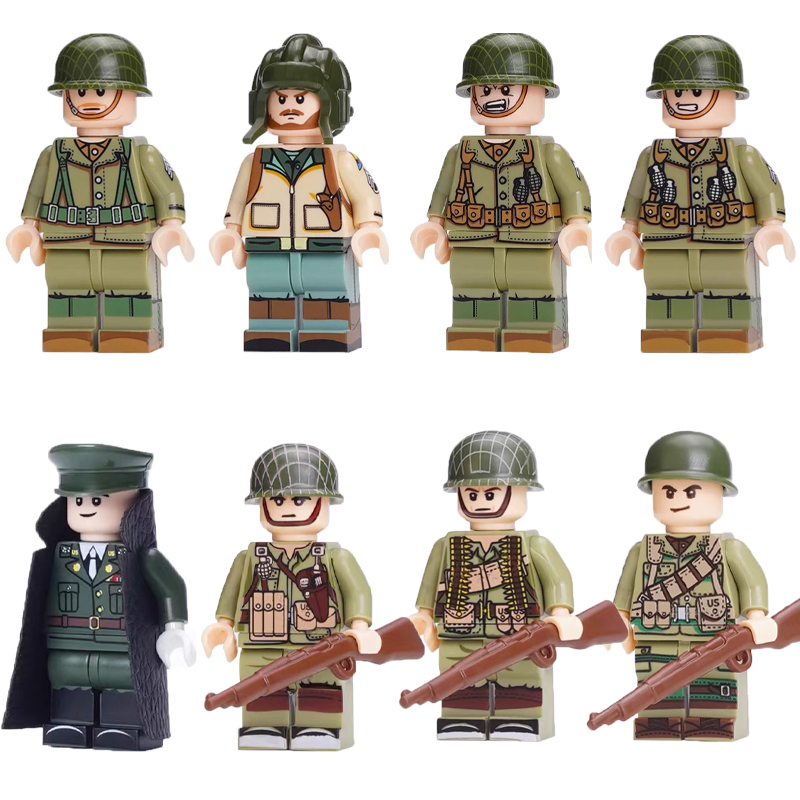 WW2 Military WW2 American soldiers Action Figures Infantry Artillery Sniper Building Blocks Weapons Gun Toys Boys