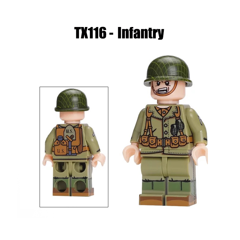 WW2 Military WW2 American soldiers Action Figures Infantry Artillery Sniper Building Blocks Weapons Gun Toys Boys