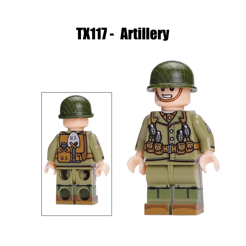 WW2 Military WW2 American soldiers Action Figures Infantry Artillery Sniper Building Blocks Weapons Gun Toys Boys