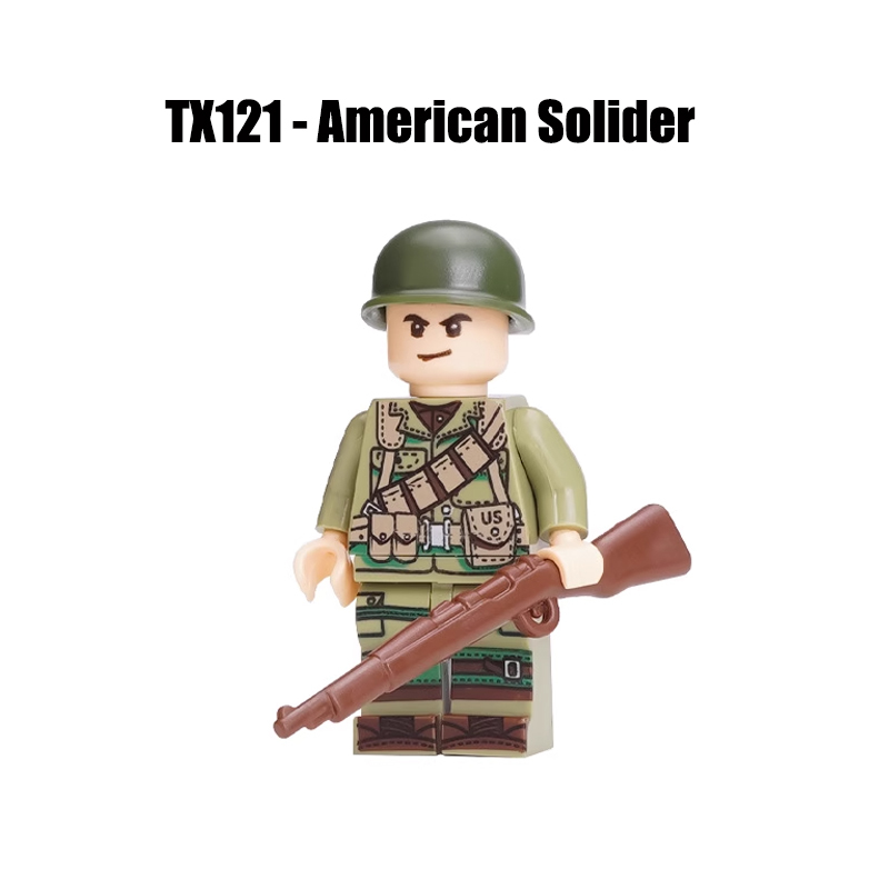 WW2 Military WW2 American soldiers Action Figures Infantry Artillery Sniper Building Blocks Weapons Gun Toys Boys