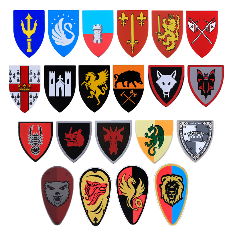 Medieval Figures Military Accessory MOC Building Block Knight Soldier Shield Armor Weapon Feather Army Mini Brick Toys Gift s