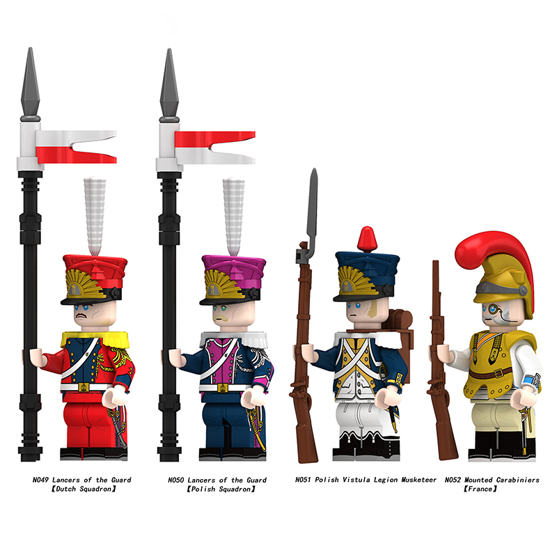 N049-52 Napoleon Series Soldiers Building Blocks Lancers of the Guard Ducth Squadron Army Sword Bricks Toy Boy Children Gifts