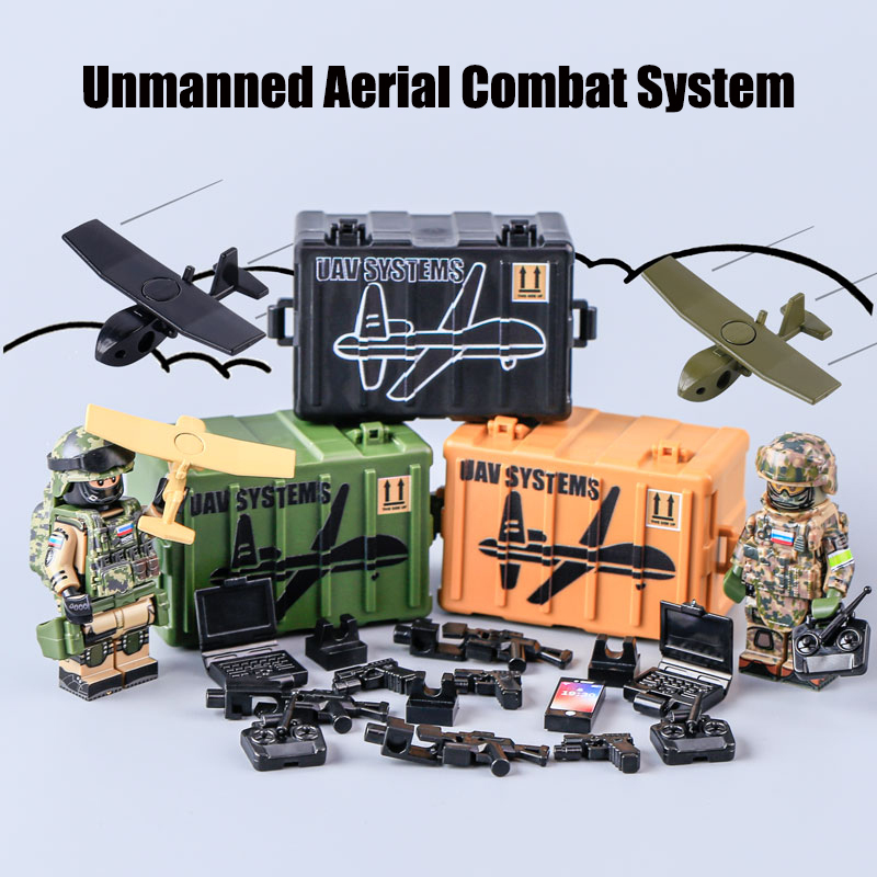 MOC Military Citys Unmanned Aerial Combat System Action Figures Building Blocks Solider Weapon Accessories Bricks Children Gifts Toys