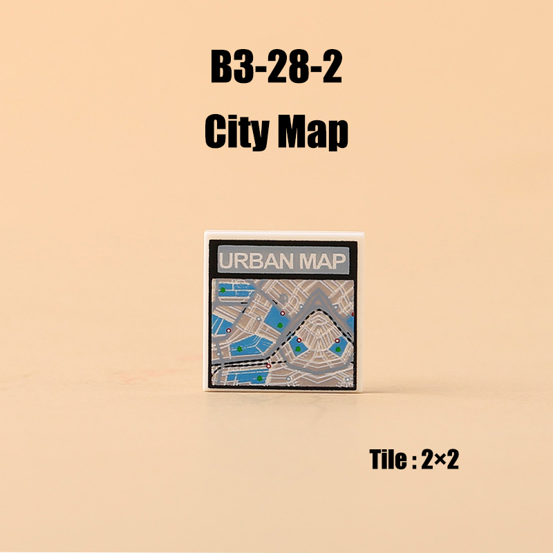 City Printing Building Block MOC Parts Treasure Food Map Newspaper Magic Scroll Military Island Print France Poster Bricks Toys