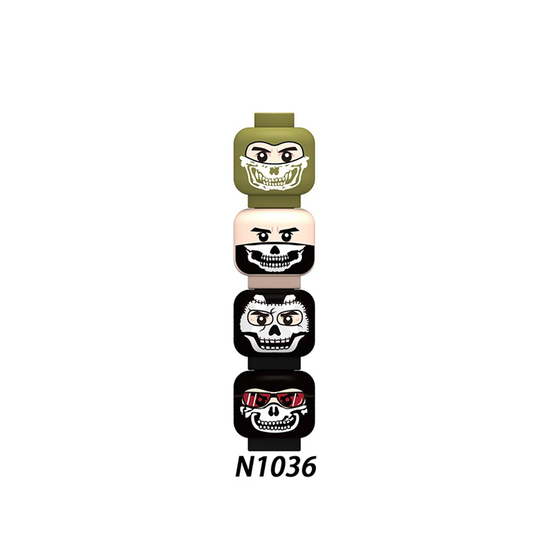 N1033-1036 MOC Figures Accessories Head Building Blocks Soldier Injured Expression Doctor City Hero Head Parts Mini Bricks Toys Kids Gifts