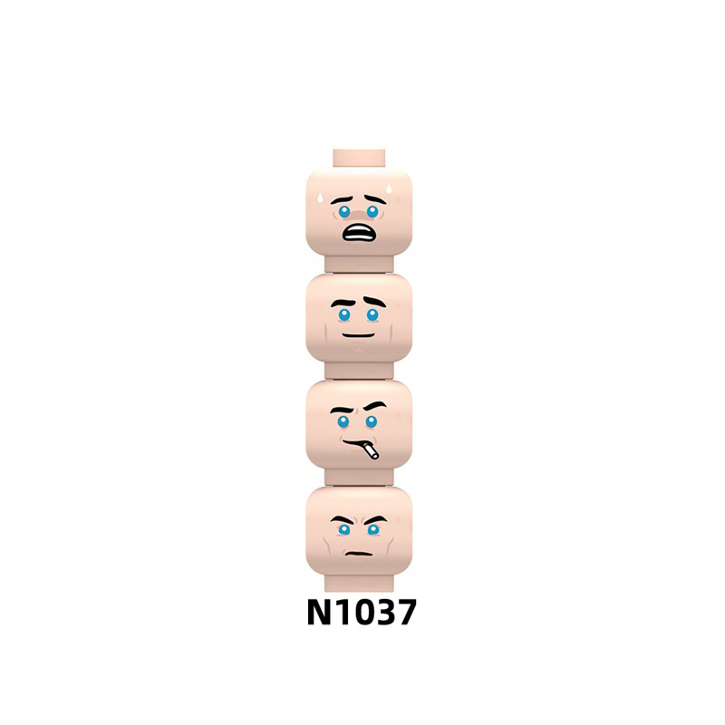 N1033-1036 MOC Figures Accessories Head Building Blocks Soldier Injured Expression Doctor City Hero Head Parts Mini Bricks Toys Kids Gifts