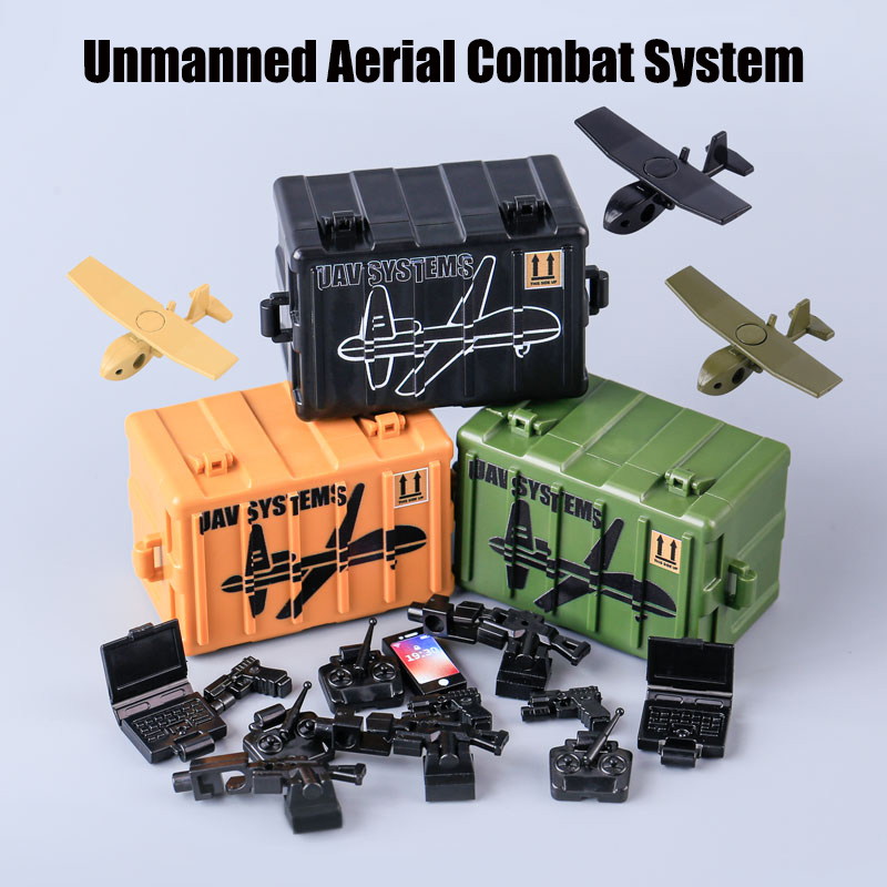 MOC Military Citys Unmanned Aerial Combat System Action Figures Building Blocks Solider Weapon Accessories Bricks Children Gifts Toys
