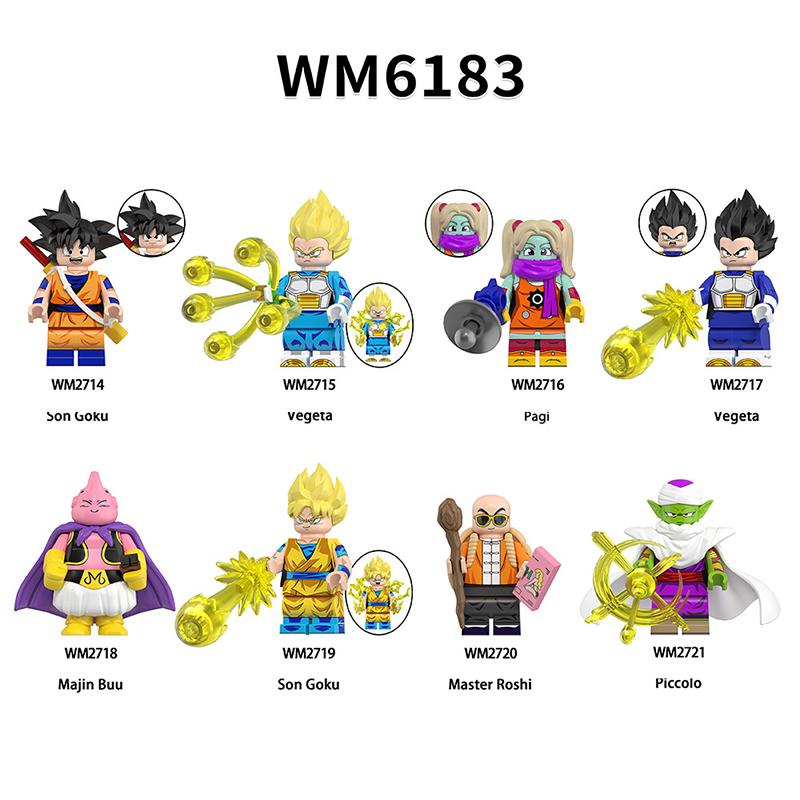 WM6183 Dragon Ball Songoku Piccolo Majin Buu Building Blocks Comic Vegeta Pagi Japanese Anime Action Gifts Toys Kids