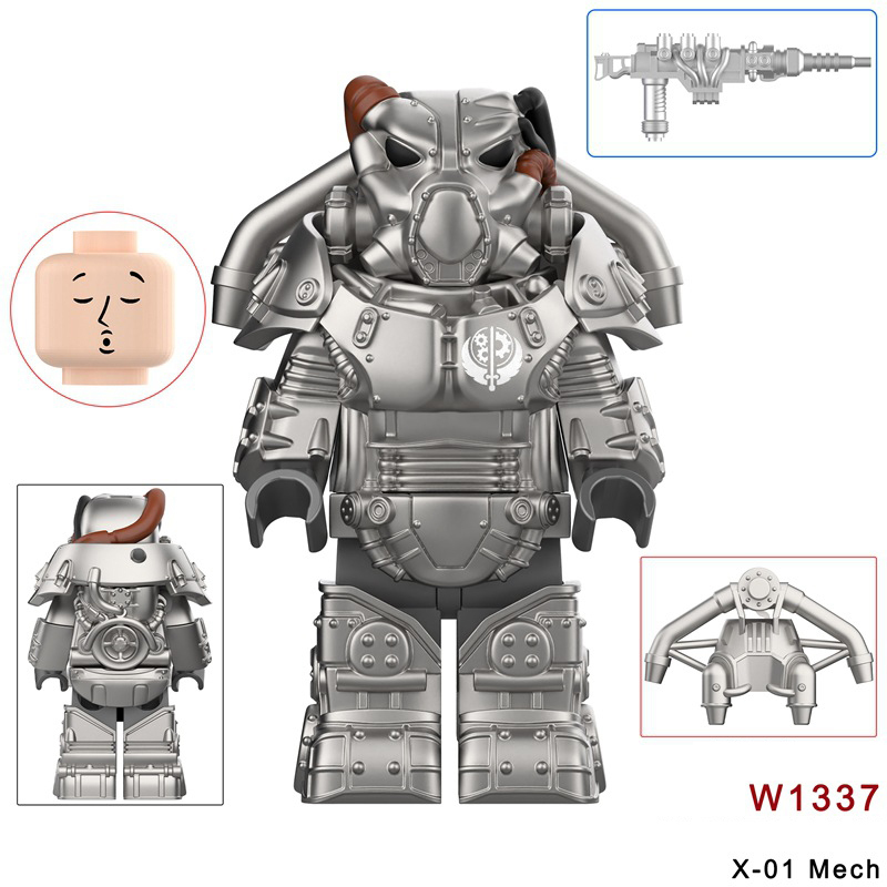 W1336-1341 Game Radiation Power Armor Minifigs Motorcycle Building Blocks Warrior Robot Ultramarines Imperial Armour Compatible Toys Gift