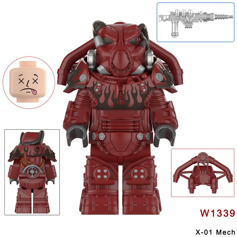 W1336-1341 Game Radiation Power Armor Minifigs Motorcycle Building Blocks Warrior Robot Ultramarines Imperial Armour Compatible Toys Gift