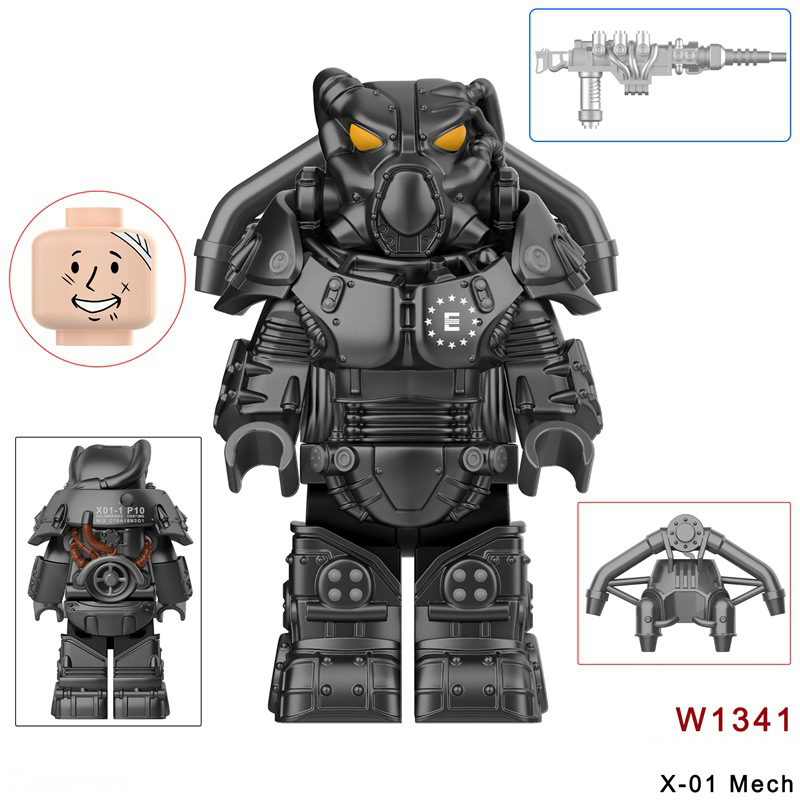 W1336-1341 Game Radiation Power Armor Minifigs Motorcycle Building Blocks Warrior Robot Ultramarines Imperial Armour Compatible Toys Gift