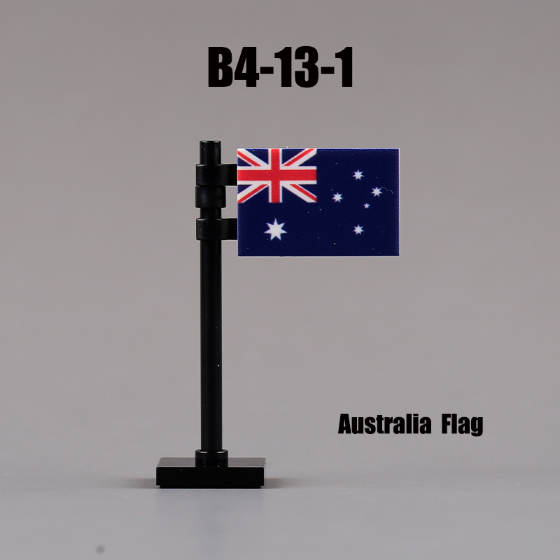 24PCS MOC Medieval National Flag Building Blocks American Kingdom British Gadsden Accessories DIY Bricks Toys Children Gift