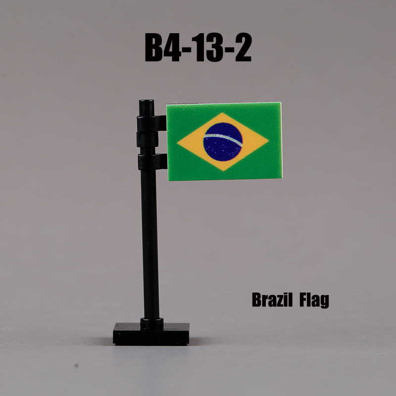 24PCS MOC Medieval National Flag Building Blocks American Kingdom British Gadsden Accessories DIY Bricks Toys Children Gift
