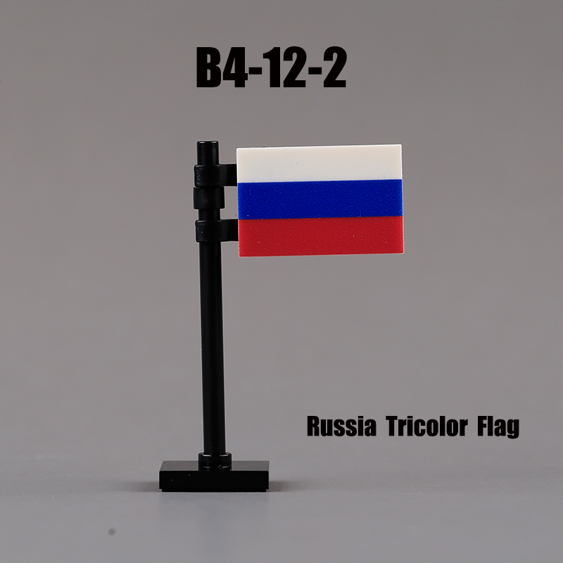 24PCS MOC Medieval National Flag Building Blocks American Kingdom British Gadsden Accessories DIY Bricks Toys Children Gift
