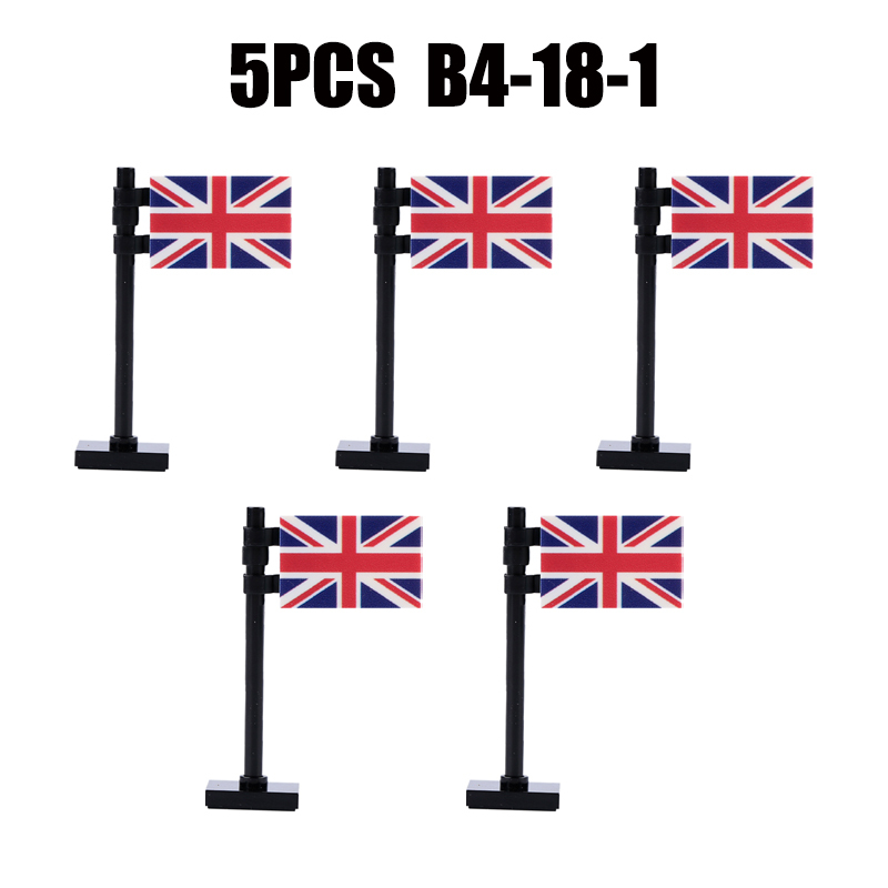 24PCS MOC Medieval National Flag Building Blocks American Kingdom British Gadsden Accessories DIY Bricks Toys Children Gift