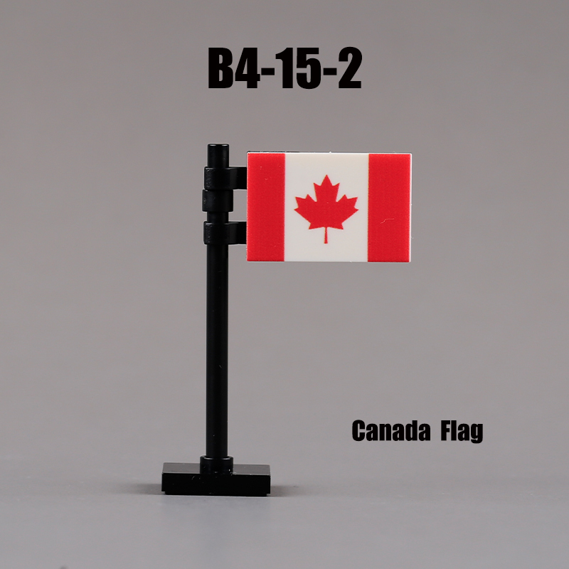 24PCS MOC Medieval National Flag Building Blocks American Kingdom British Gadsden Accessories DIY Bricks Toys Children Gift