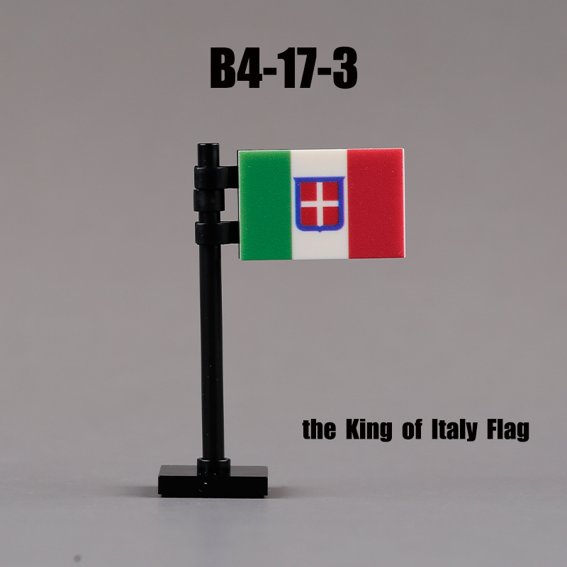 24PCS MOC Medieval National Flag Building Blocks American Kingdom British Gadsden Accessories DIY Bricks Toys Children Gift