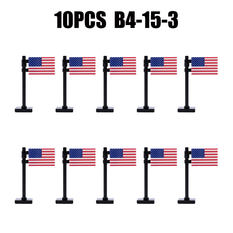 24PCS MOC Medieval National Flag Building Blocks American Kingdom British Gadsden Accessories DIY Bricks Toys Children Gift